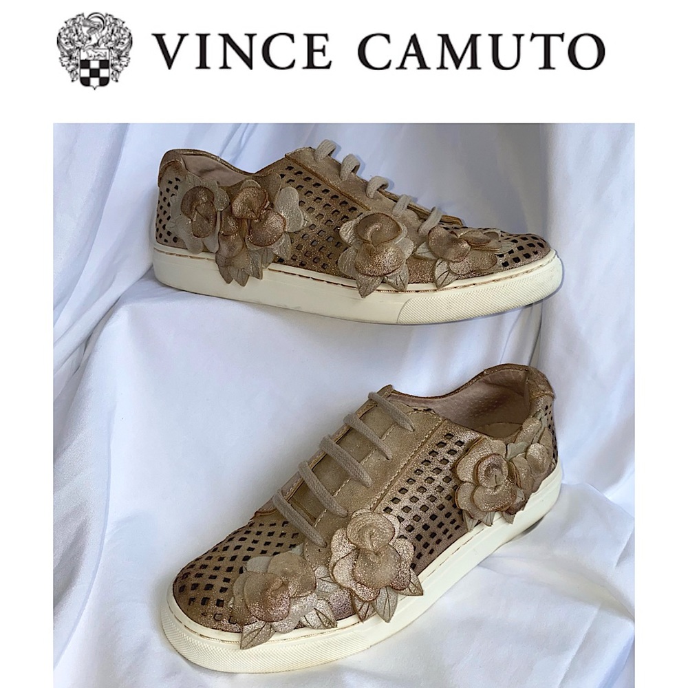 Vince Camuto Brellia Leather Floral Sneakers 👟